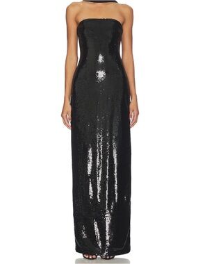 L’academie Veleda Sequin Strapless Gown in Black size XS